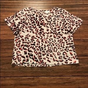 EUC Parker Leopard Printed Silk Crop Top